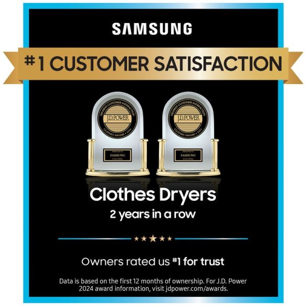 Samsung 24 in. 4.0 cu. ft. Ventless Heat Pump Electric Dryer with 15 Dryer Programs, 11 Dry Options, Sanitize Cycle, Wrinkle Care & Sensor Dry - White - Image 3