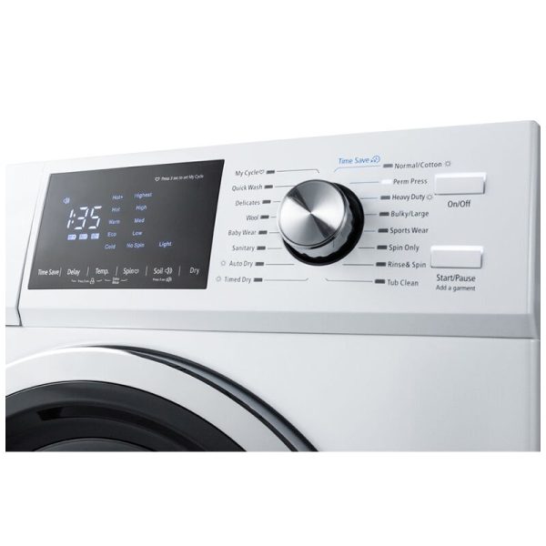 Summit 24 in. 2.7 cu. ft Electric All-in-One Front Load Washer-Dryer Combo with 16 Wash Programs & Wrinkle Care - White - Image 5